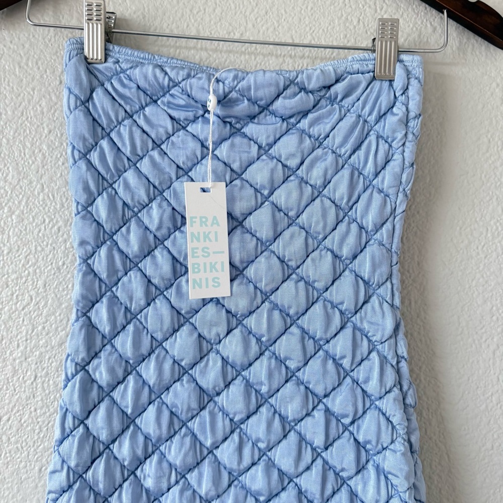 Frankie’s Bikinis Taylor Strapless Tube Dress Blue Puff Quilted Short X Small‎ - Picture 4 of 8
